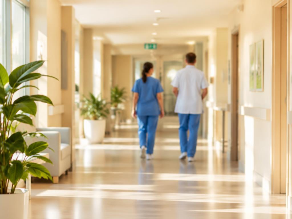 Couloir lumineux d'un établissement de santé